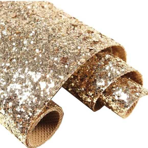 Self Adhesive Champagne Gold Chunky Glitter Wallpaper, Sparkle Glitter